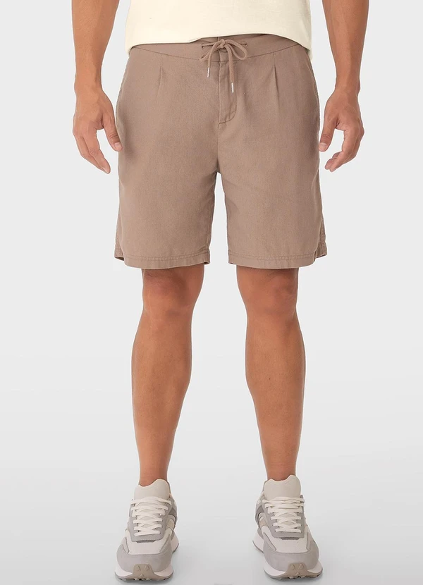Malwee - Bermuda Taupe Tradicional com Linho