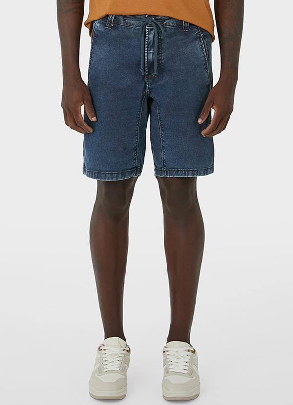 Malwee - Bermuda Tradicional em Jeans Moletom Azul