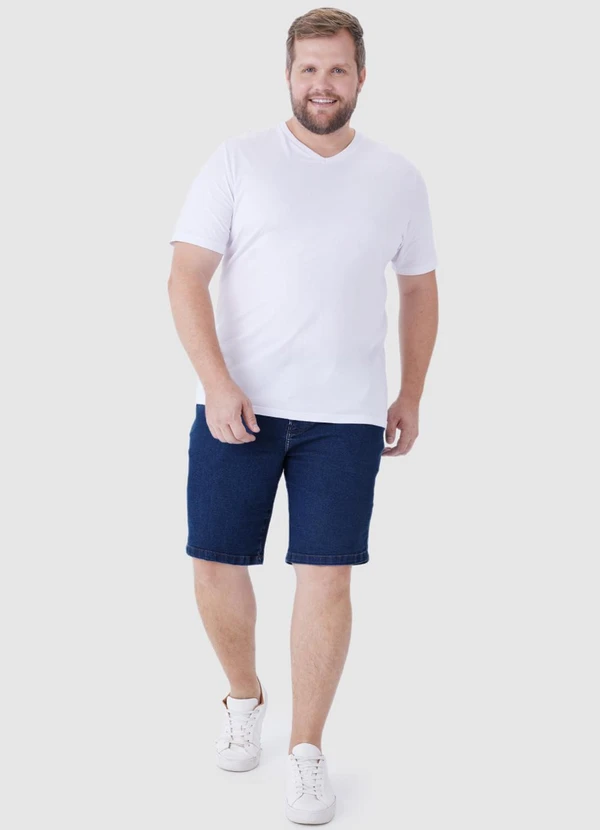 Malwee - Bermuda Tradicional em Jeans Stretch PlusAzul 3