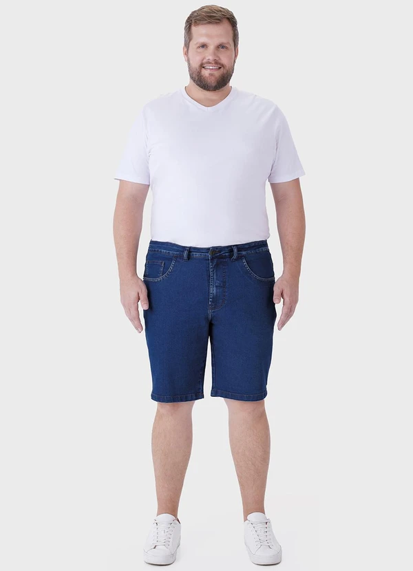 Malwee - Bermuda Tradicional em Jeans Stretch PlusAzul 5