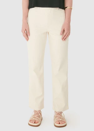 Malwee - Calça em Sarja Stretch Off White - MALWEE