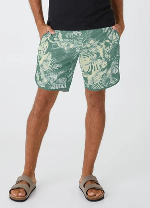 Malwee - Bermuda Tradicional Tropical em Microfibra Verde - MALWEE