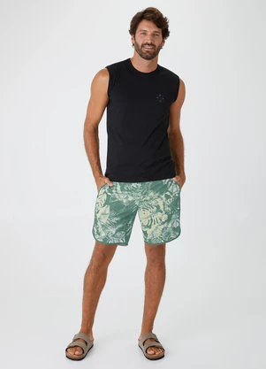 Malwee - Bermuda Tradicional Tropical em Microfibra Verde - MALWEE