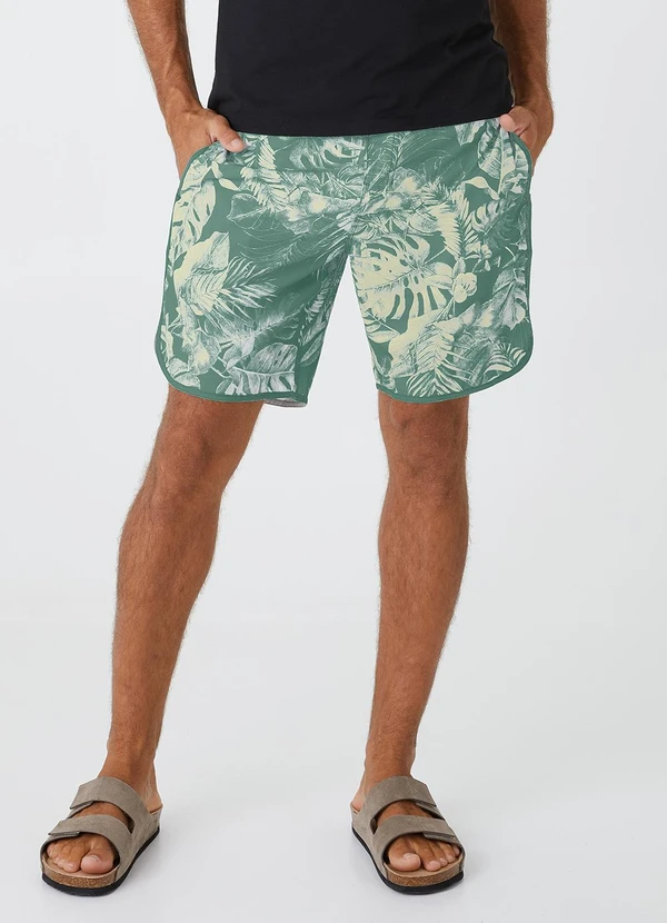 Malwee - Bermuda Tradicional Tropical em Microfibra Verde