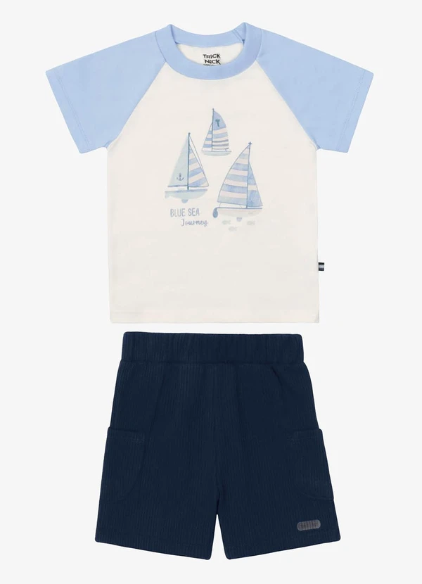 Trick Nick - Conjunto Camiseta com Bermuda Infantil Azul