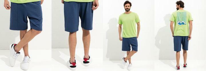 Short Azul Marinho em Moletom