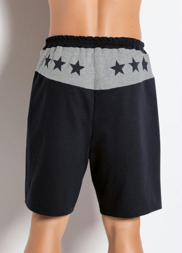 Moda Pop - Short com Detalhes de Estrela Preto e Branco 2