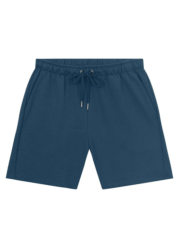 Malwee - Shorts Azul Petróleo Masculino em Moletom