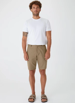 Malwee - Shorts Chino em Sarja Bege - MALWEE