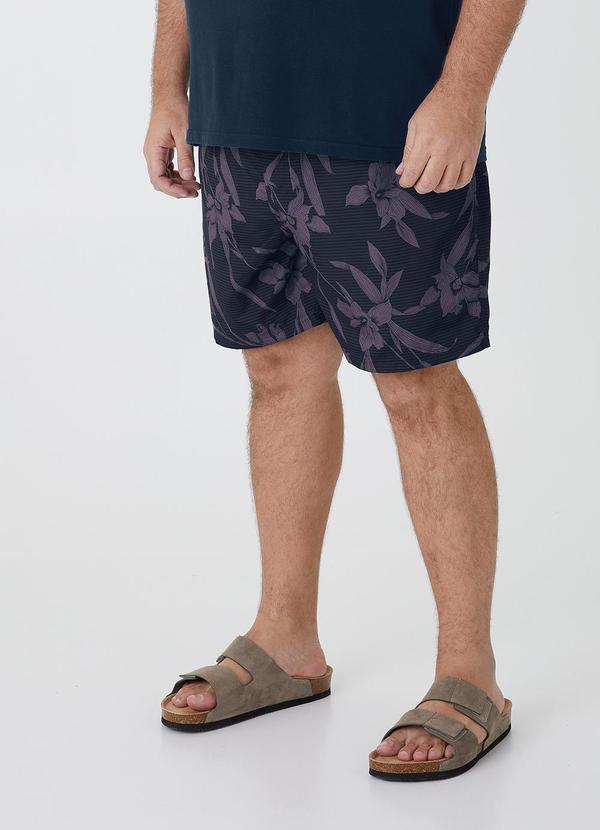Malwee - Shorts Masculino Comfort Tropical em Tafetá Plus