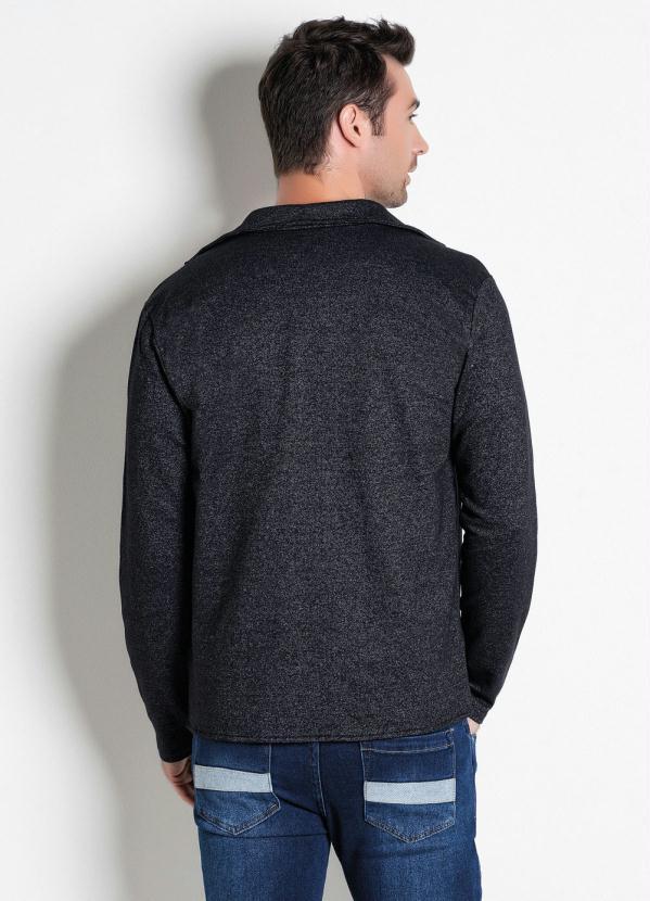 Outlet - Blazer em Moletinho Mescla com Botões 2