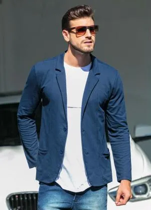 Moda Pop - Blazer Masculino Marinho Fechamento em Botões - MODA POP
