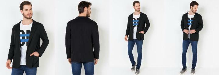 Blazer Masculino Preto Fechamento em Botes