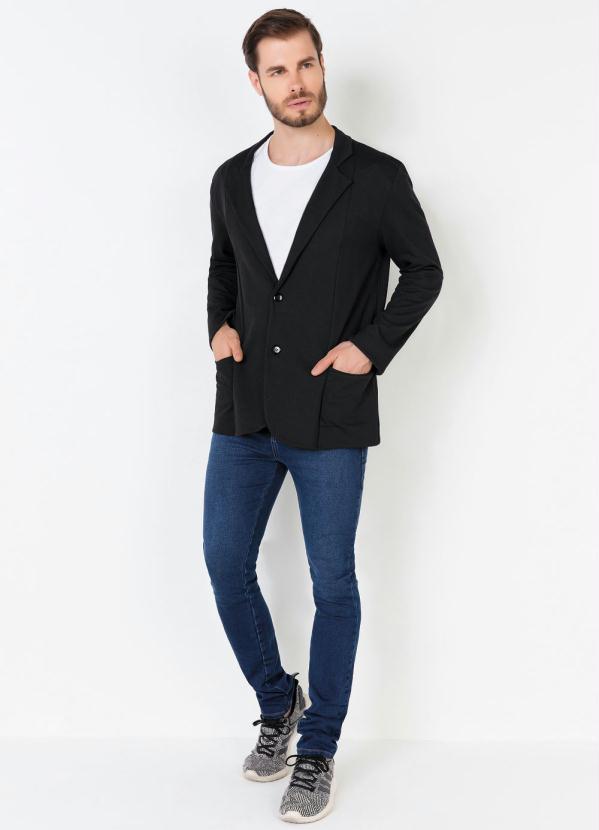 Moda Pop - Blazer Masculino Preto Fechamento em Botões 2