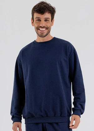 Just Basic - Blusão Básico Masculino em Moletom Azul - JUST BASIC