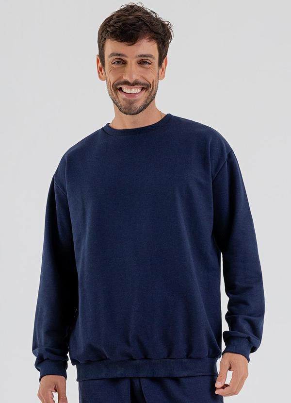 Just Basic - Blusão Básico Masculino em Moletom Azul