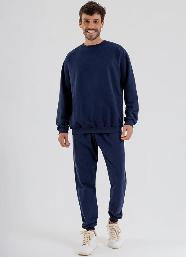 Just Basic - Blusão Básico Masculino em Moletom Azul 3