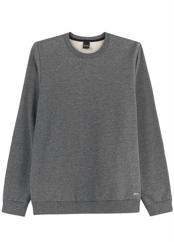 Enfim - Blusão Cinza Escuro Slim em Moletom Masculino