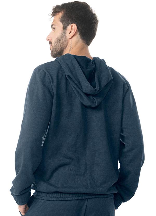 Diametro - Blusao com Capuz Moletom Listrinha Felpa Azul 2