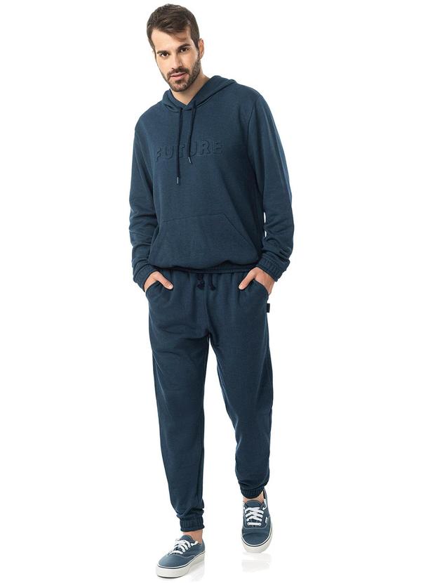 Diametro - Blusao com Capuz Moletom Listrinha Felpa Azul 3