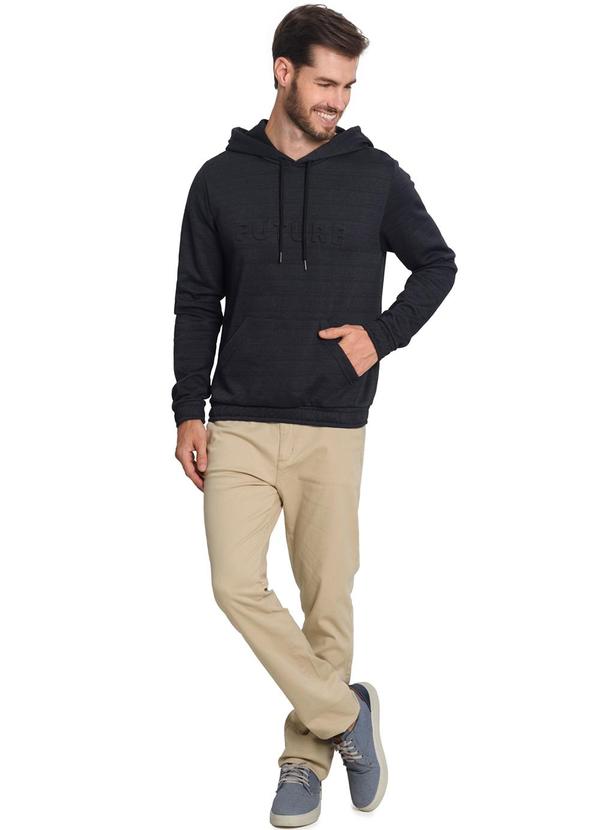 Diametro - Blusao com Capuz Moletom Listrinha Felpa Preto 3