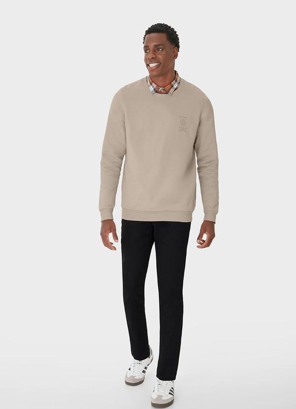 Malwee - Blusão em Moletom Flanelado Bege