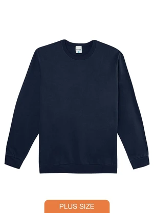 Malwee - Blusão em Moletom Flanelado Plus Azul Marinho - MALWEE