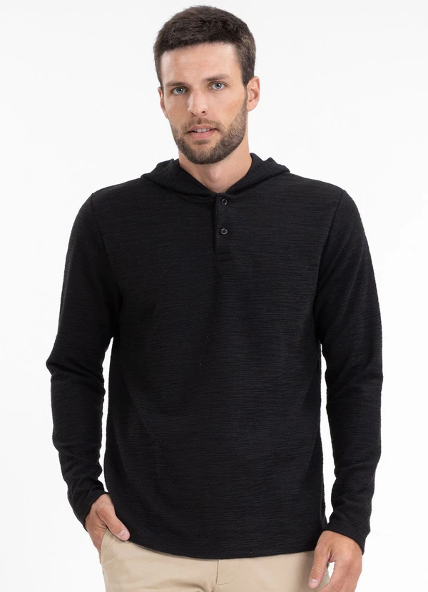 Diametro - Blusão Masculino com Capuz Maquinetado Preto 2