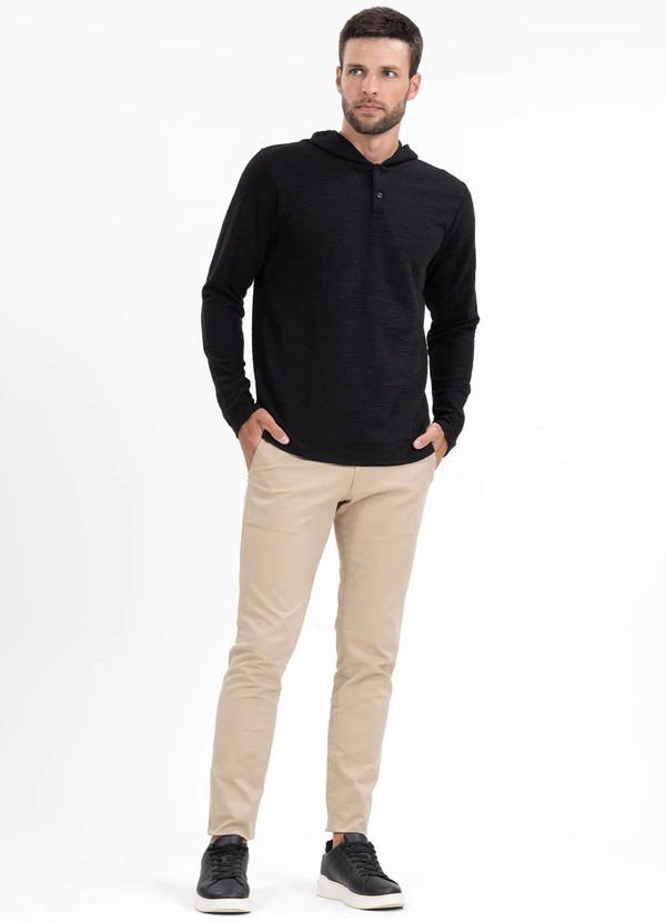 Diametro - Blusão Masculino com Capuz Maquinetado Preto 4