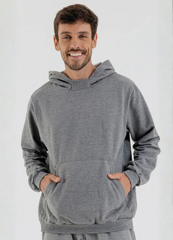 Just Basic - Blusão Masculino Moletom Felpado Cinza
