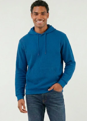 Just Basic - Blusão Masculino Moletom Gorgurão Azul - JUST BASIC