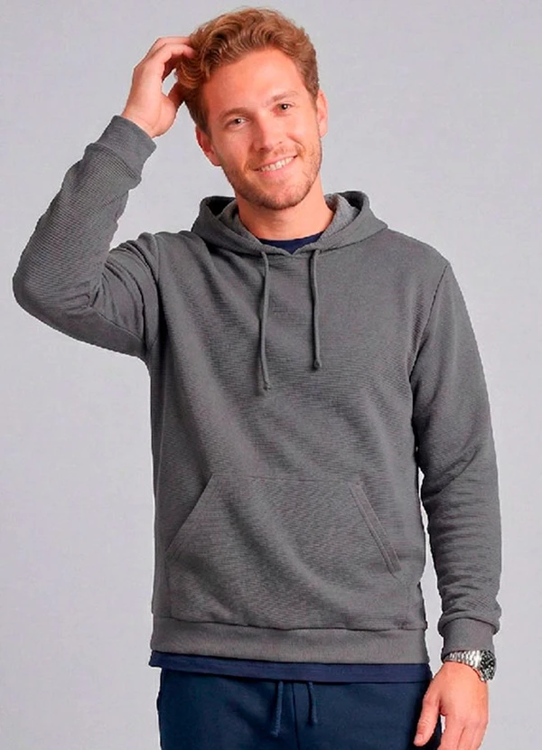 Just Basic - Blusão Masculino Moletom Gorgurão Cinza
