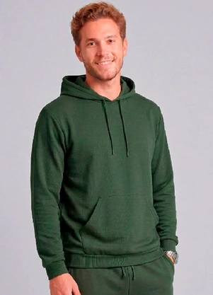Just Basic - Blusão Masculino Moletom Gorgurão Verde - JUST BASIC