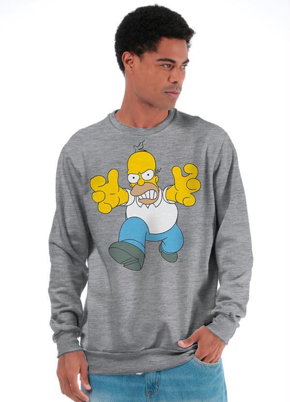 Svk Confort - Blusão Moletom Homer Simpson Mescla
