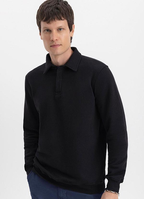 Essendi - Blusão Polo Masculino em Moletom Preto