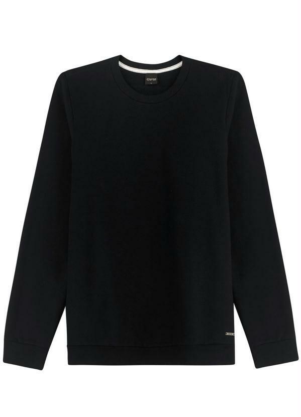 Enfim - Blusão Preto Slim em Moletom Masculino