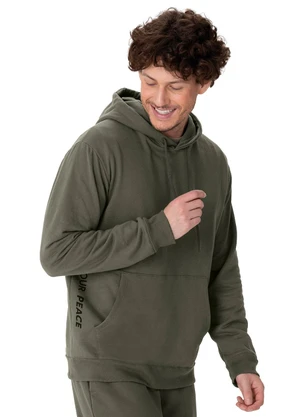 Malwee - Blusão Protect Your Peace em Moletom Verde Oliva - MALWEE