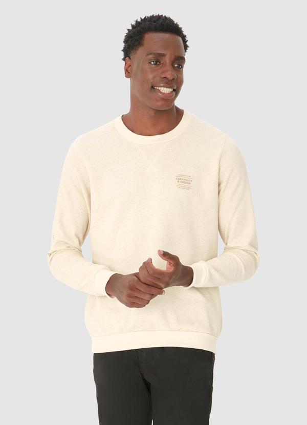 Malwee - Blusão Shapes And Lines em Moletom Linho Bege