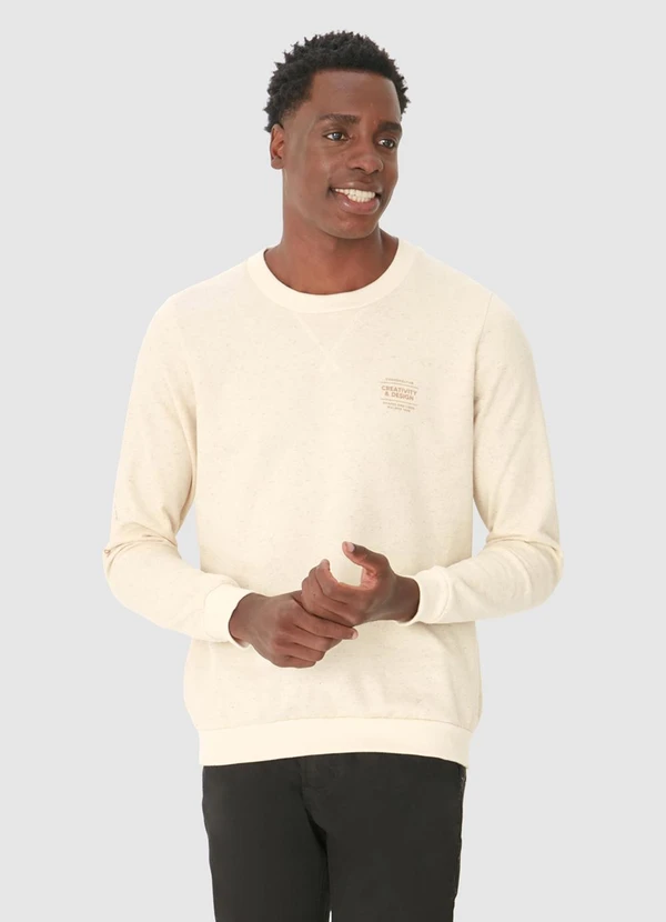 Malwee - Blusão Shapes And Lines em Moletom Linho Bege