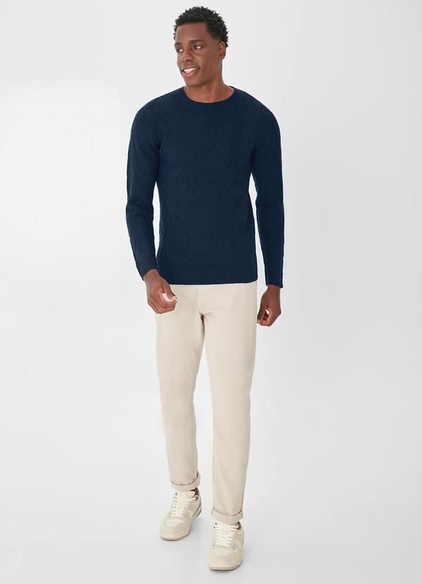 Malwee - Blusão Suéter em Tricô Texturizado Azul