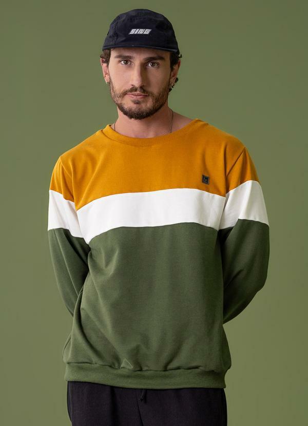 The Philippines - Blusão Tricolor em Moletom Marrom