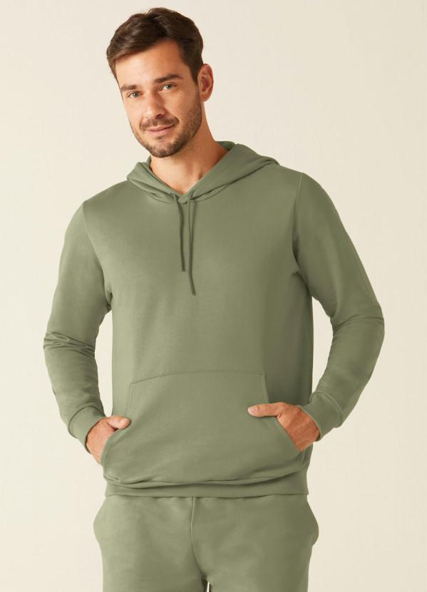 Malwee - Blusão Verde Musgo em Moletom com Capuz