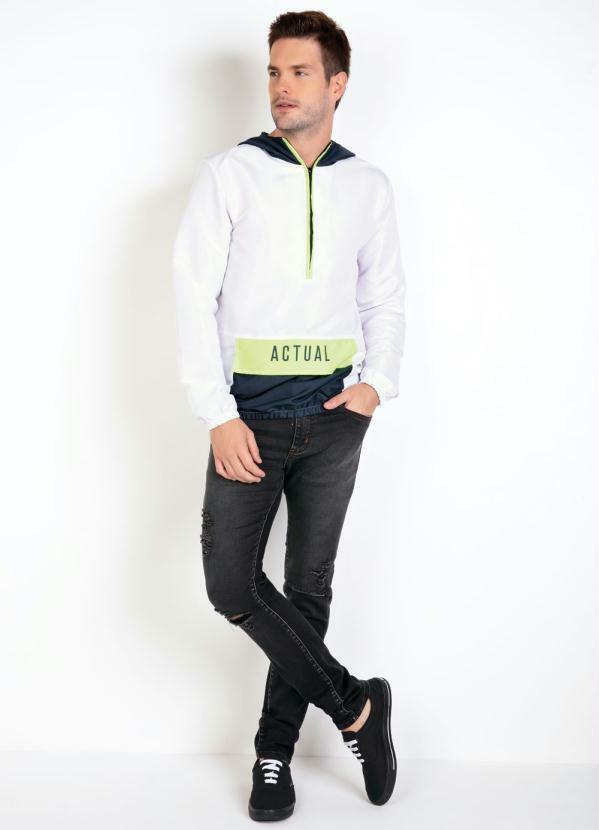 Outlet - Casaco Actual Anorak Branco com Detalhes Neon 3