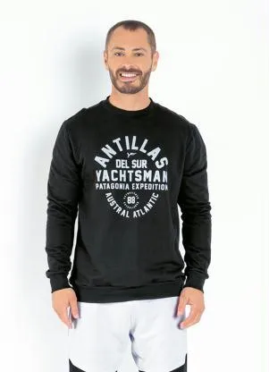 Moda Pop - Casaco Preto com Estampa Frontal - MODA POP