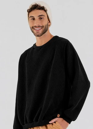 The Philippines - Moletom Peluciado com Textura Matelasse Preto - THE PHILIPPINES