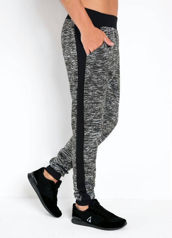 Moda Pop - Calça Jogger Preta Riscada com Bolsos 3