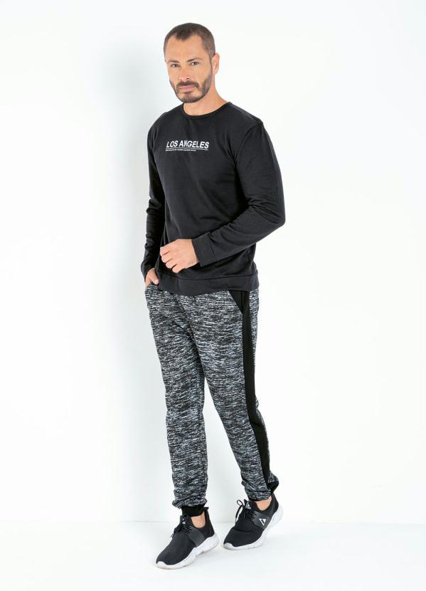 Moda Pop - Calça Jogger Preta Riscada com Bolsos 4