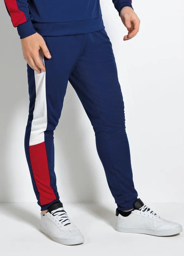 Moda Pop - Calça Marinho com Recortes nas Laterais