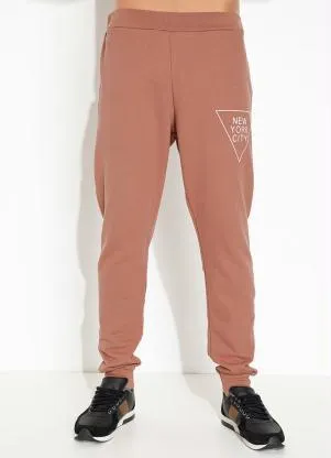 Moda Pop - Calça Marrom com Estampa Localizada - MODA POP