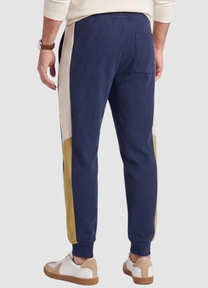 Yends Fashion - Calça Masc Jacquard 3 Bolsos Recorte Lateral Az - YENDS FASHION